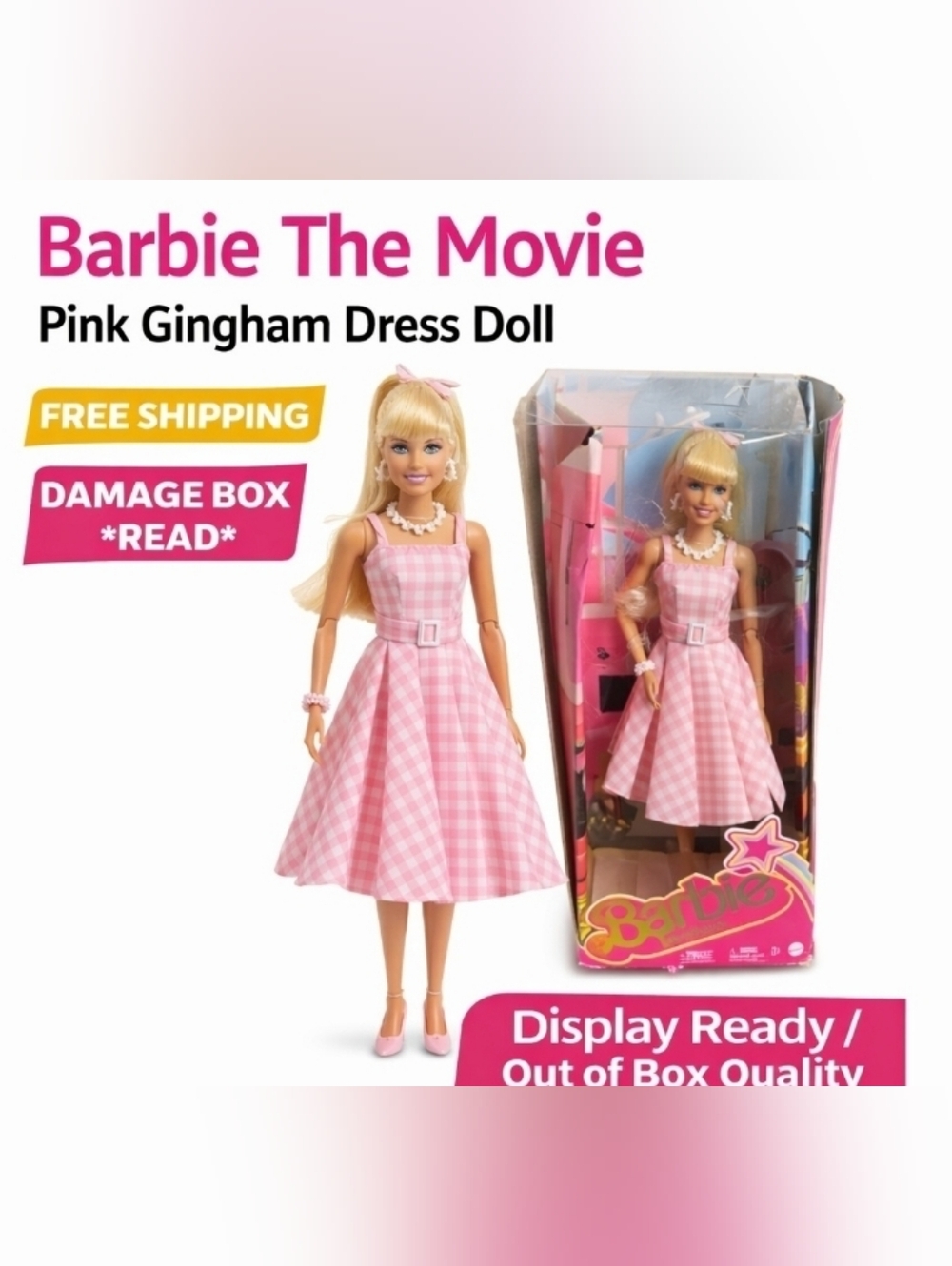 Barbie Movie Pink Gingham Dress Doll 11.5” MatteBarbie Gingham Dress Doll - Pink